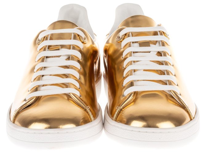 Sneakers Louis Vuitton Frontrow da donna in pelle dorata, taille 37, Nuova Condizione! D'oro  ref.141676