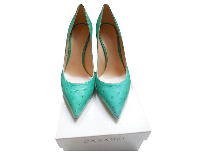 Casadei Pumps Grün Emu Leder Größe 38 IT