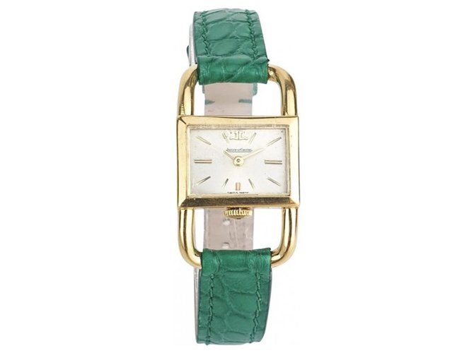 Jaeger Lecoultre Stirrup (footing) In yellow gold Golden Green Exotic leather  ref.141716