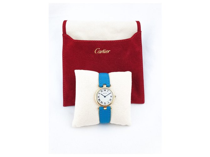 Cartier Vendôme in yellow gold Golden Turquoise Leather  ref.141724