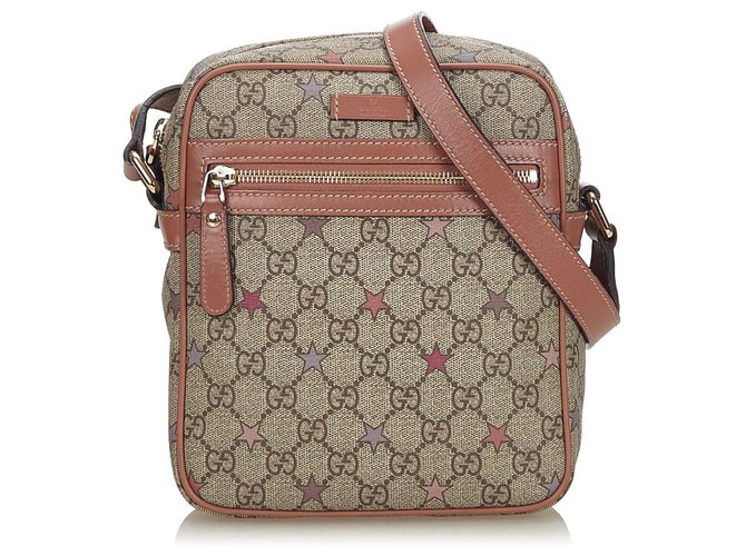 Gucci Brown GG Supreme Star Crossbody Bag Multiple colors Beige Leather Cloth Cloth  ref.141833