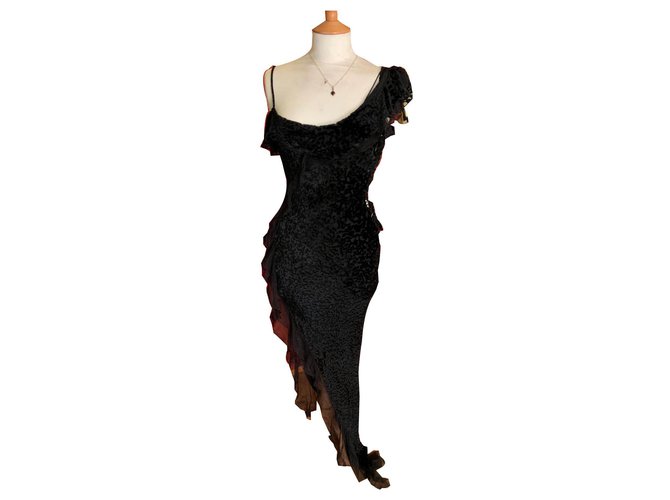 Christian Dior Vestidos Negro Seda  ref.141861