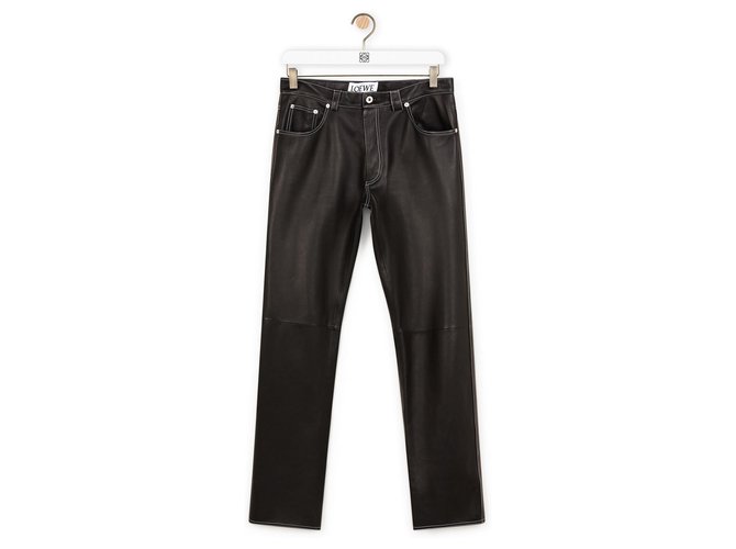 Loewe Pantalons, leggings Cuir Noir  ref.141887