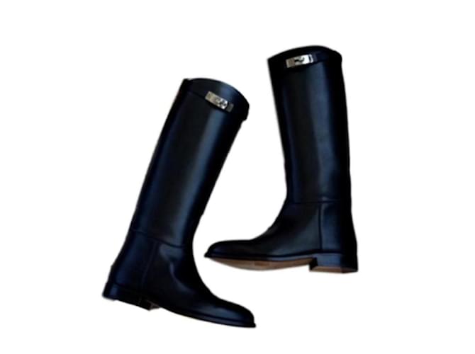 Hermès boots Cuir Noir  ref.141906