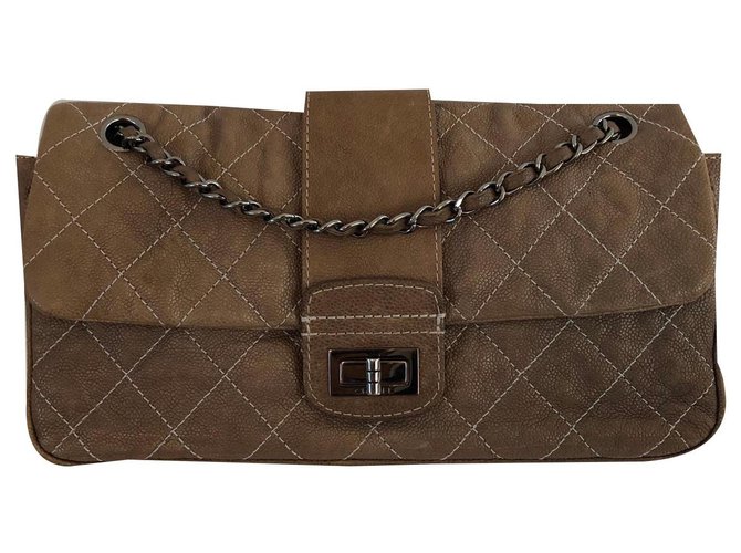 Chanel 2.55 Bege Couro  ref.141917