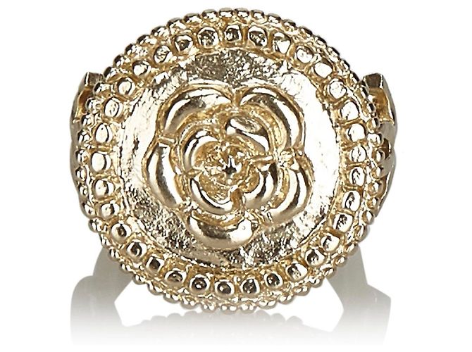 Chanel Gold Kamelie Metallic Ring Golden