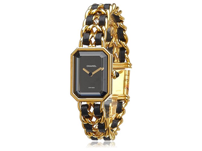 Chanel Gold Premiere Chaine Watch Black Golden Metal  ref.141967