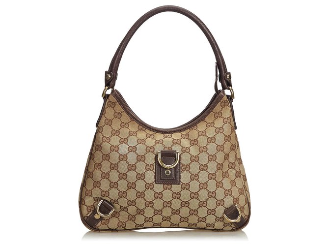 Gucci Brown GG Canvas Abbey Shoulder Bag Beige Leather Cloth Cloth  ref.141969