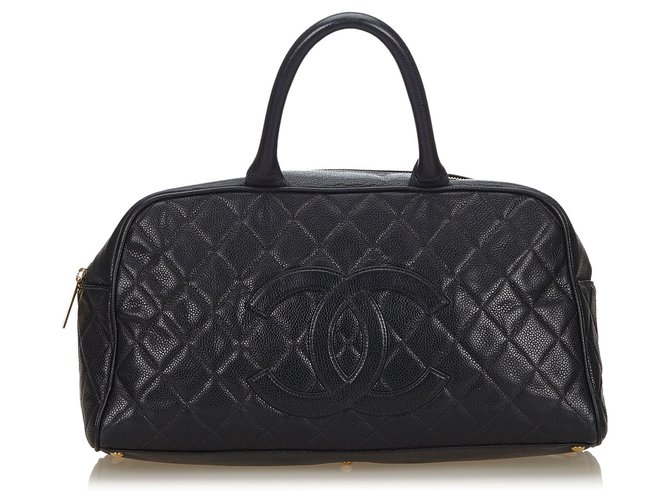 Chanel Black Caviar Bowling Bag Leather  ref.141978