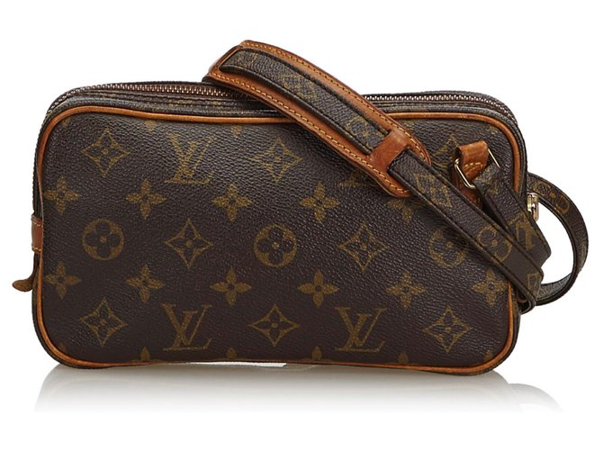 Louis Vuitton Brown Monogram Marly Bandouliere Leather Cloth  ref.141980