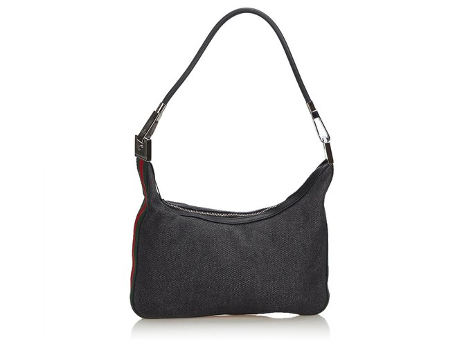 Gucci Gray Web Denim Shoulder Bag Multiple colors Grey Leather Cloth  ref.141984