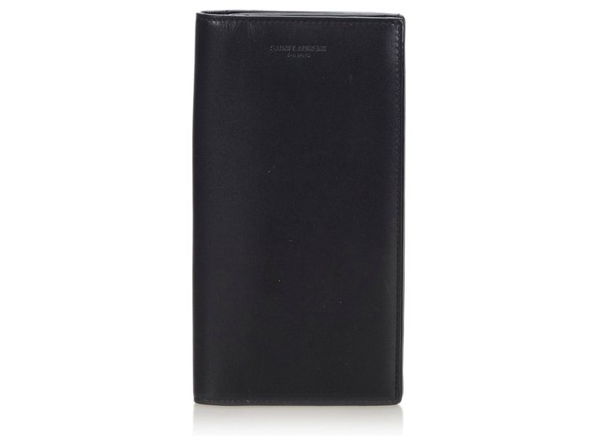 Autre Marque YSL Black Leather Long Wallet Schwarz Leder  ref.141985