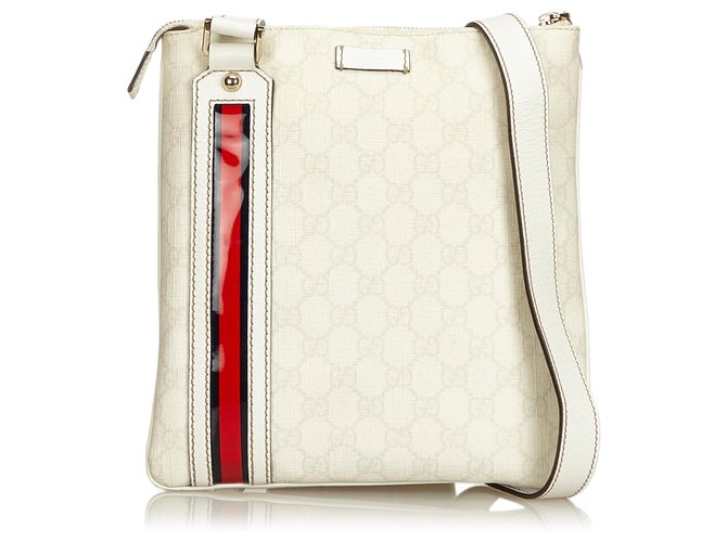 Gucci White Guccissima Crossbody Bag Multiple colors Cream Leather Plastic  ref.141996