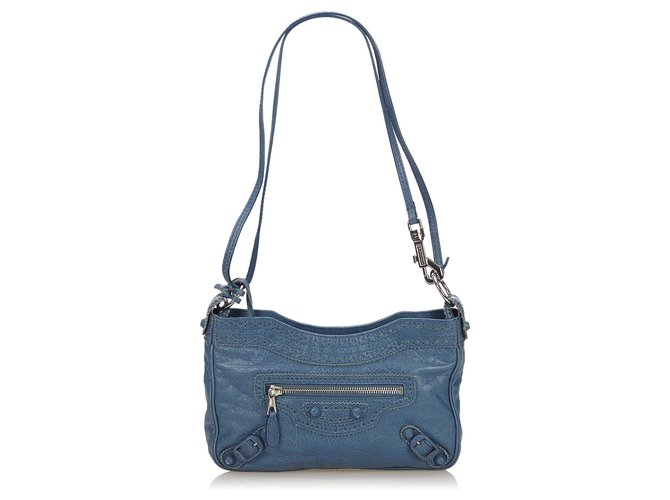 Balenciaga Blue Perforated Brogues Hip Crossbody Bag Leather  ref.142000