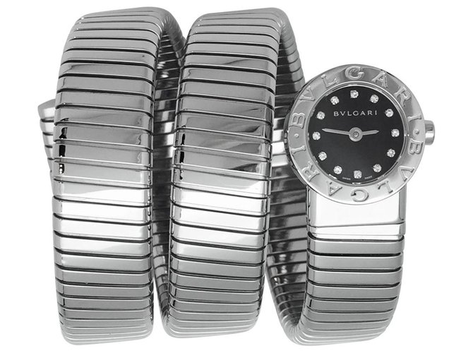 Reloj Bulgari Snake Steel Bracelet Tubogas 3 torres. Acero  ref.142035