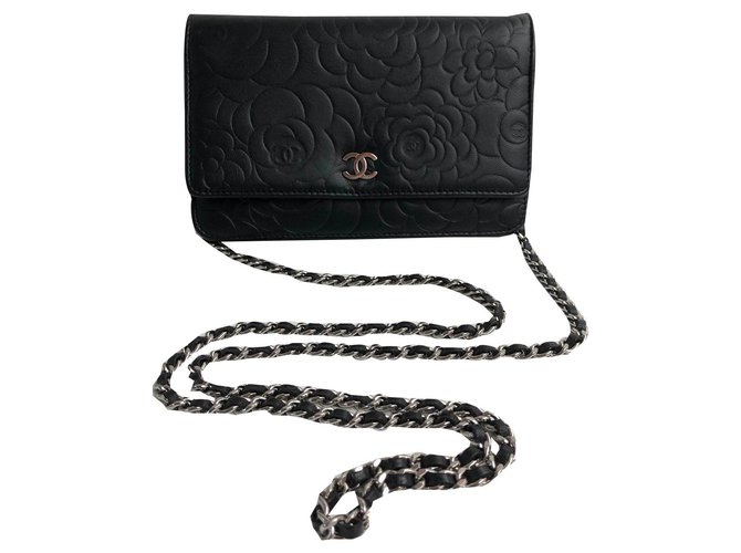 Chanel Woc Camellia Black Leather  ref.142089