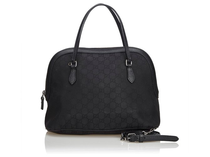 Gucci Black GG Medium Dome Satchel Leather Cloth  ref.142132