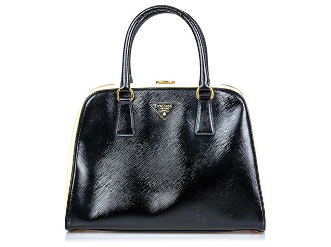 Prada Saffiano Black Pyramid Handbag