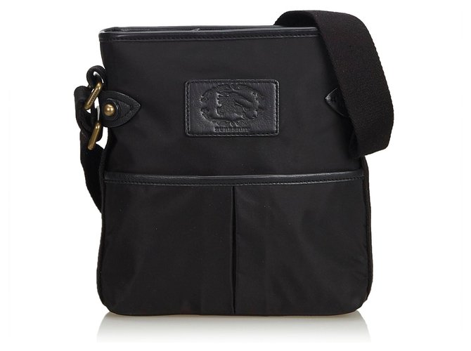Burberry Black Nylon Crossbody Bag Leather Cloth  ref.142139