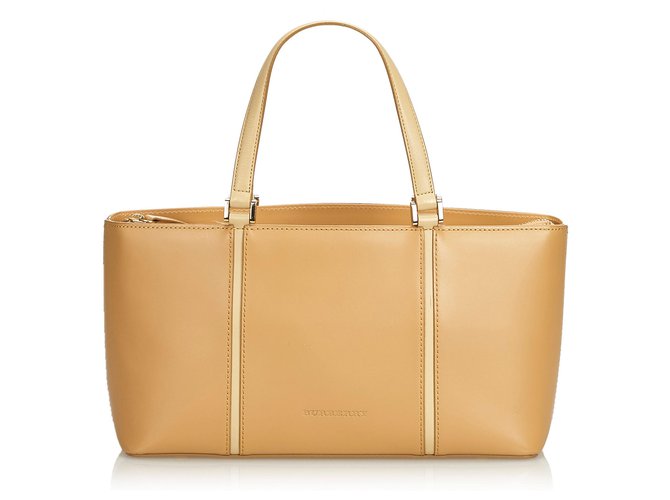 Burberry Brown Leather Handbag Beige  ref.142153