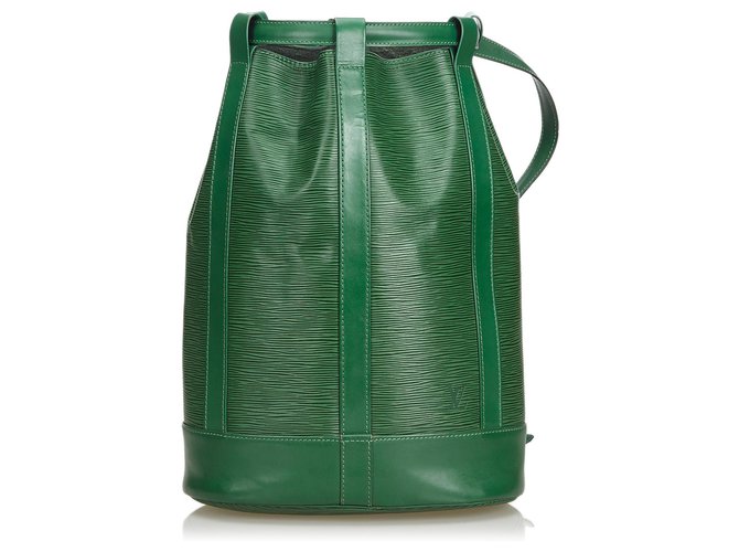 Louis Vuitton Green Epi Randonnee PM Verde Cuero  ref.142157