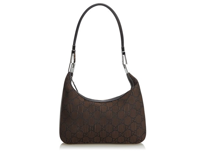 Gucci Brown GG Nylon Shoulder Bag Leather Cloth  ref.142162