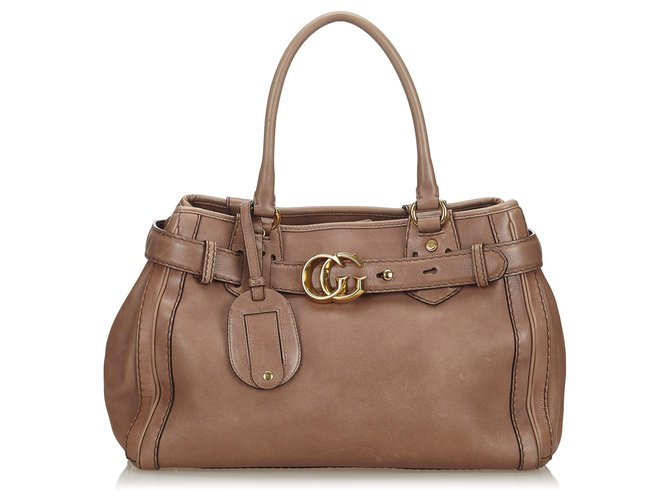 Gucci Brown Leather Running Tote  ref.142170