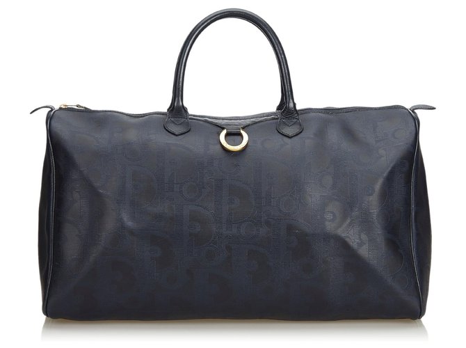Dior Black Oblique Duffle Bag Leather Plastic  ref.142171
