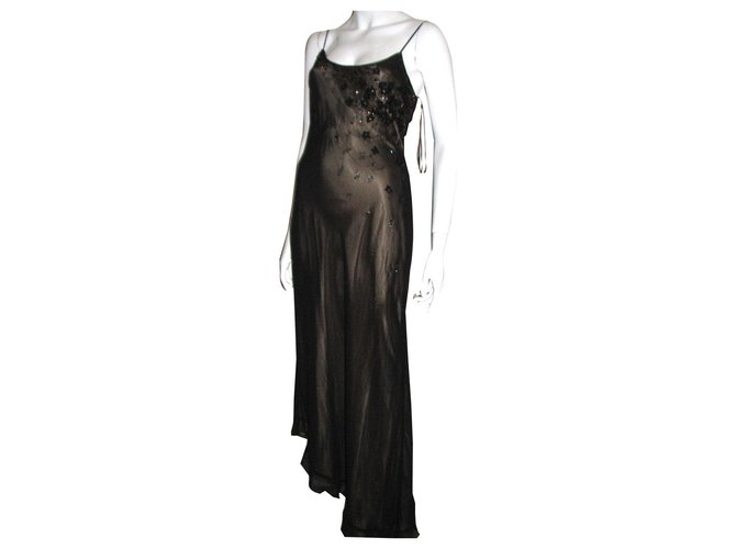 Joseph Ribkoff Couture line evening dress Black Golden Polyester Satin  ref.142187