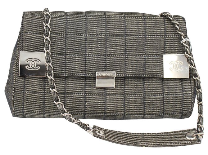 Chanel Handbags Grey Denim  ref.142189
