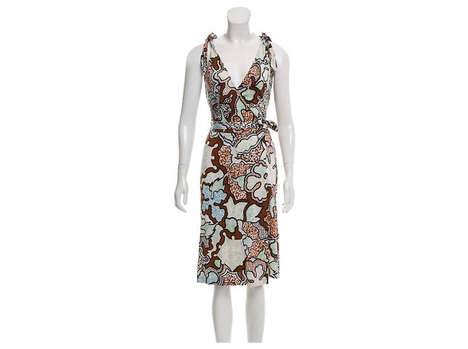 Diane Von Furstenberg Vestido cruzado de seda Tyler Multicolor