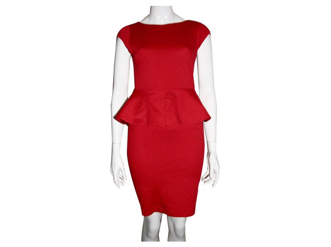 Alice + Olivia Red Peplum Kleid Rot Polyester Acetat  ref.142263