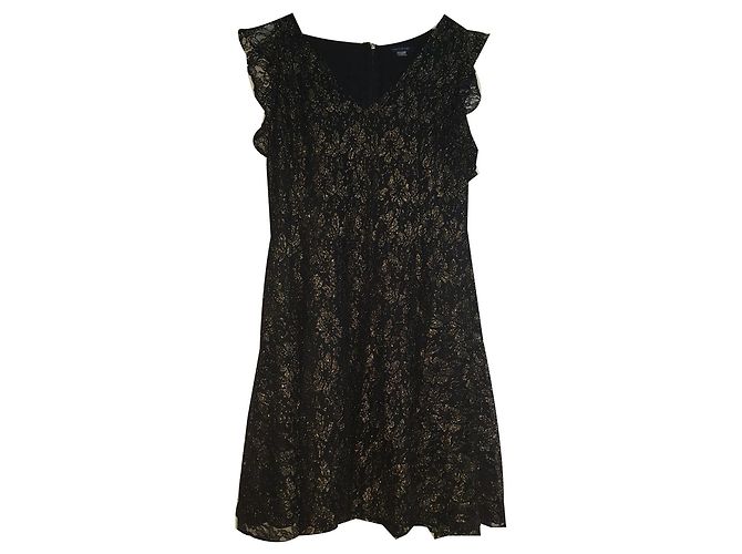 Tommy Hilfiger Kleid Schwarz Metallisch Nylon Rayon XL Mehrfarben