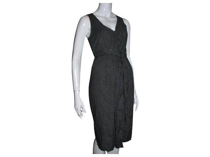 Joseph Vestido de bolinhas com cinto Marrom Branco