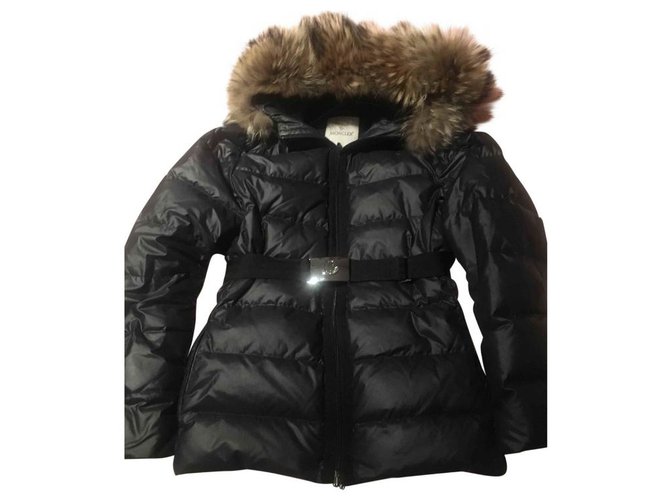 Moncler Coats, Outerwear Black Polyester  ref.142348