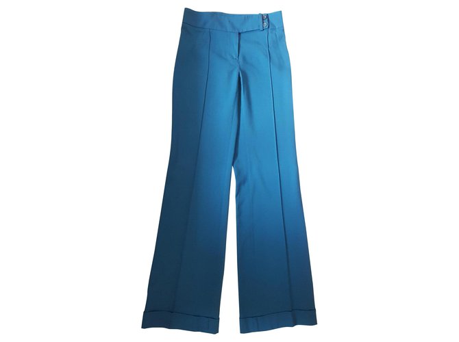 Patrizia Pepe Pantalons, leggings Laine Viscose Lycra Bleu  ref.142376