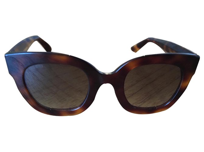 Gucci Des lunettes de soleil Acetate Marron Doré  ref.142411
