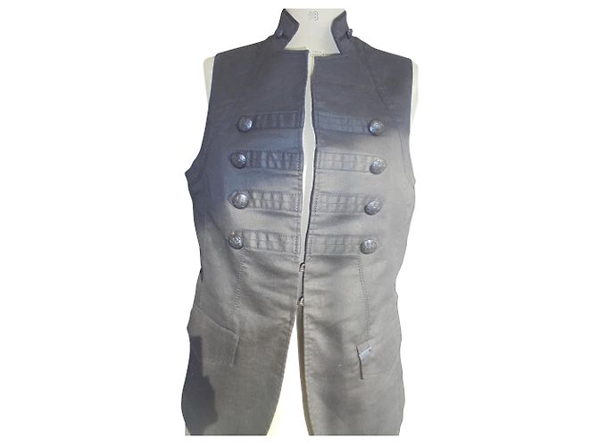 JACKET WITHOUT SLEEVE IKKS CORSSAIR EIGHT BUTTONS FRONT Black