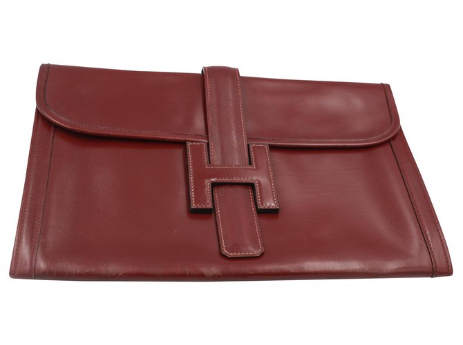 Hermès Jige Dark red Leather  ref.142436