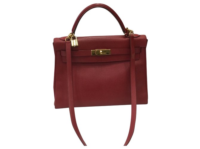 Hermès Kelly 32 Red Leather  ref.142443