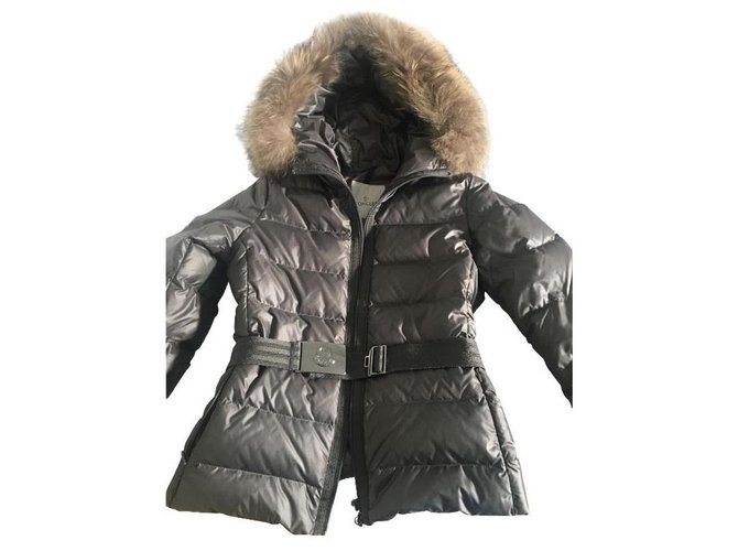 Moncler Coats, Outerwear Silvery Synthetic  ref.142485