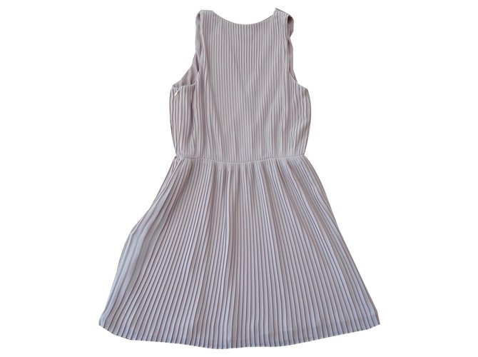 Halston Heritage Pleated mini dress Beige Polyester  ref.142542