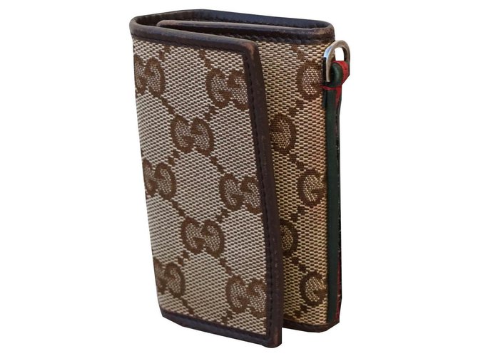 GG monogram Gucci key Case Brown Beige Cloth  ref.142555