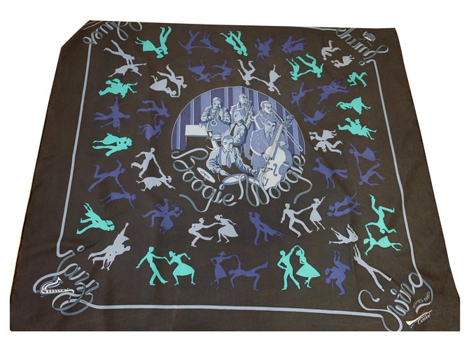Hermès Silk scarves Dark blue  ref.142573