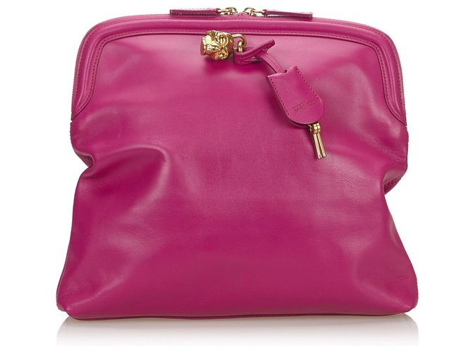Bolso de embrague plegable con candado y calavera rosa Alexander Mcqueen Cuero  ref.142632