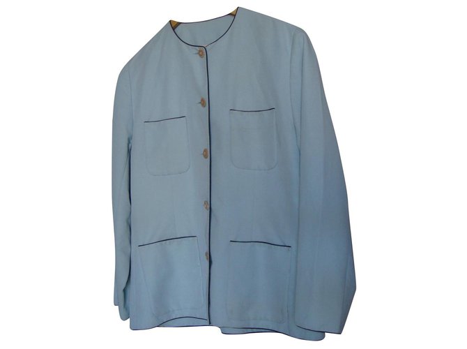 inconnue giacca vintage Blu chiaro Poliestere  ref.142668