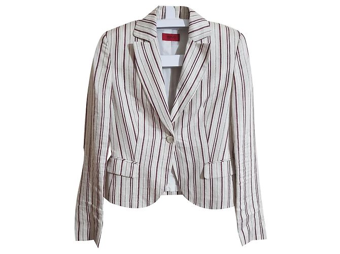 Blazer Hugo Boss de lino a rayas Multicolor