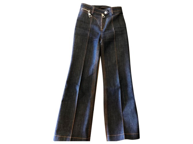 Louis Vuitton Jeans taille haute,  2016 Coton Elasthane Bleu  ref.142718