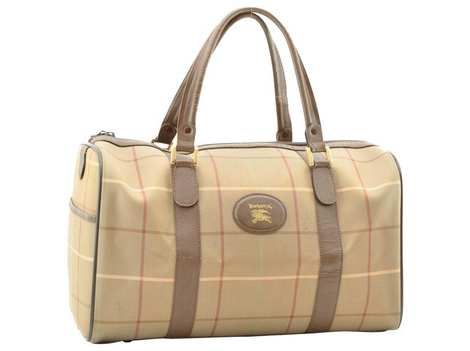 Burberry Nova Check Hand Bag Brown Cloth  ref.142870