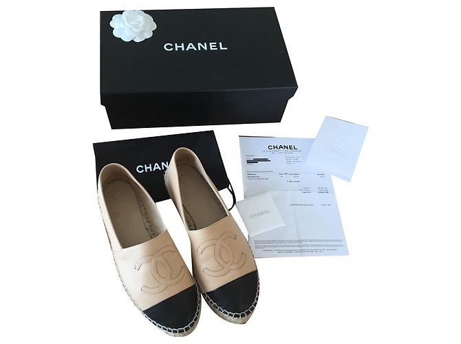 Chanel Espadrilles Black Beige